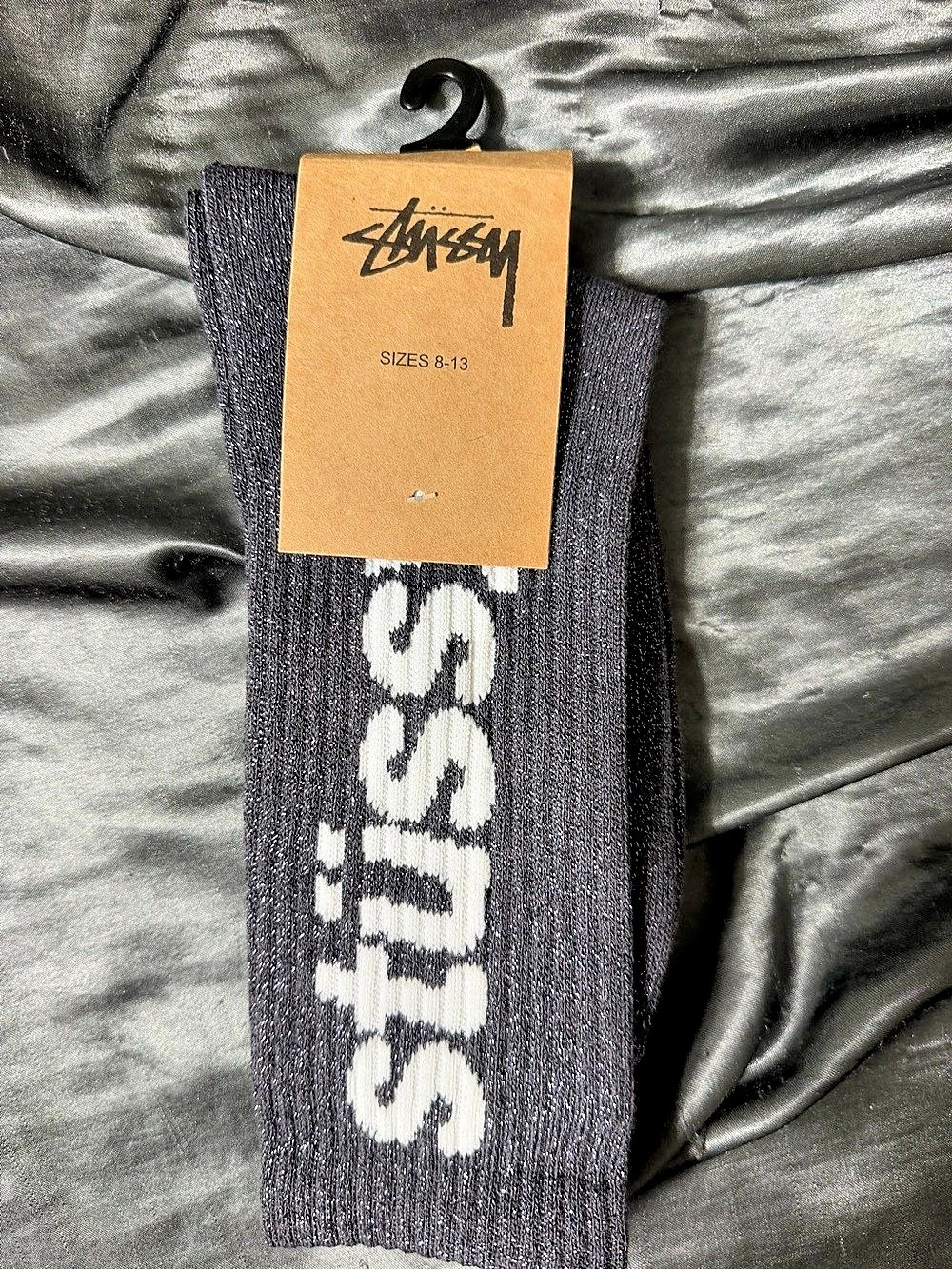 Stussy Stock Crew Socks Gray Glitter Men's 8-13